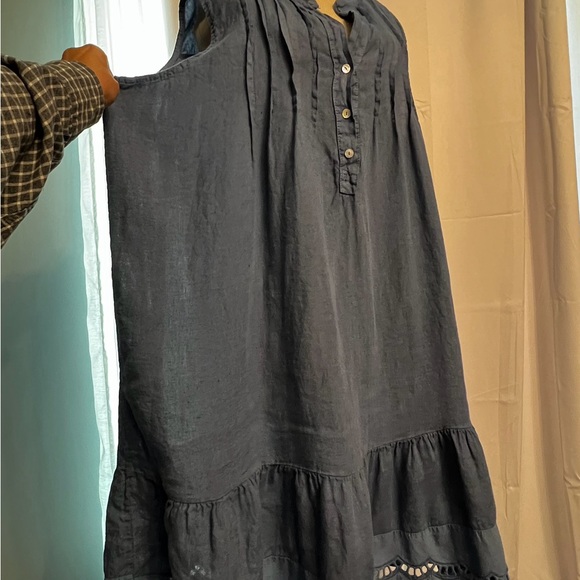 COPY - Women Blue Linen Sleeveless Midi Dress 2X  Rosemarine Plus Size Italy Su… - Picture 6 of 14